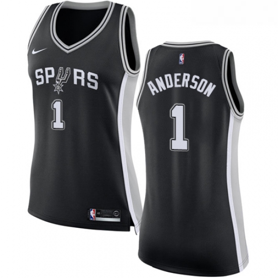 Womens Nike San Antonio Spurs 1 Kyle Anderson Authentic Black Road NBA Jersey Icon Edition