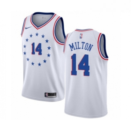 Womens Nike Philadelphia 76ers 14 Shake Milton White Swingman Jersey Earned Edition