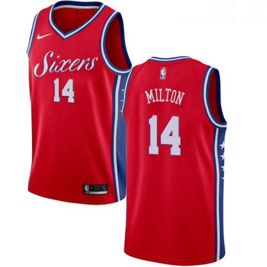 Womens Nike Philadelphia 76ers 14 Shake Milton Swingman Red NBA Jersey Statement Edition