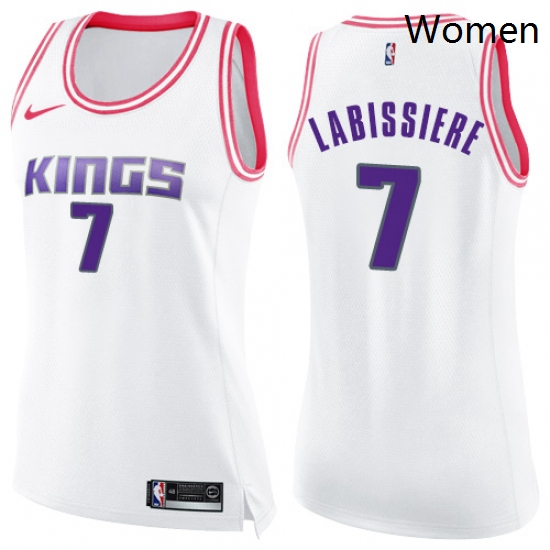 Womens Nike Sacramento Kings 7 Skal Labissiere Swingman WhitePink Fashion NBA Jersey