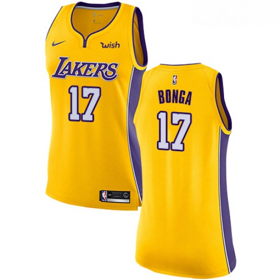 Womens Nike Los Angeles Lakers 17 Isaac Bonga Swingman Gold NBA Jersey Icon Edition