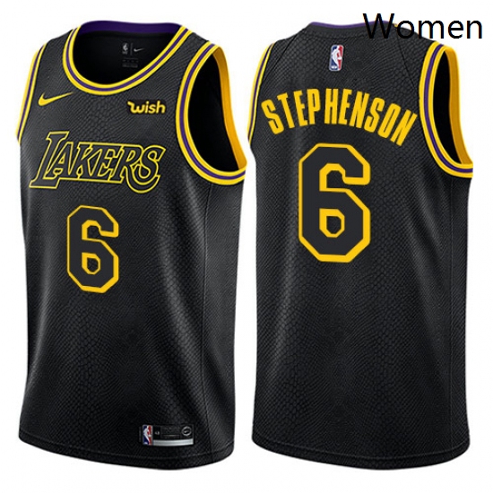 Womens Nike Los Angeles Lakers 6 Lance Stephenson Swingman Black NBA Jersey City Edition