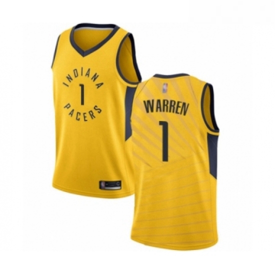 Womens Indiana Pacers 1 TJ Warren Swingman Gold Basketball Jersey Statement Edition