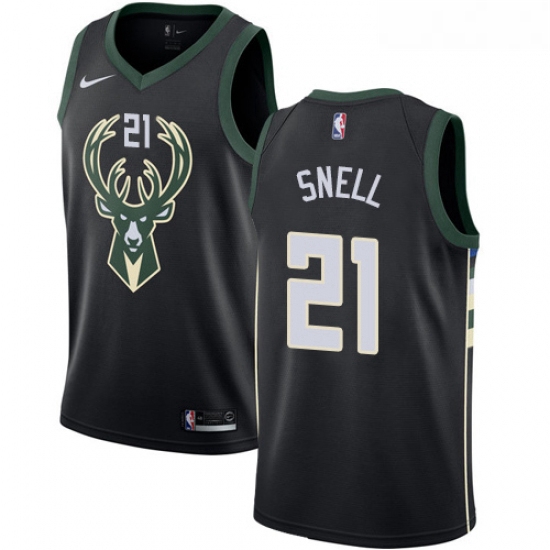 Womens Nike Milwaukee Bucks 21 Tony Snell Swingman Black Alternate NBA Jersey Statement Edition