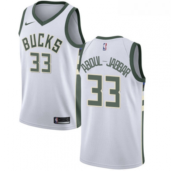 Womens Nike Milwaukee Bucks 33 Kareem Abdul Jabbar Swingman White Home NBA Jersey Association Editio