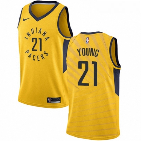 Womens Nike Indiana Pacers 21 Thaddeus Young Authentic Gold NBA Jersey Statement Edition