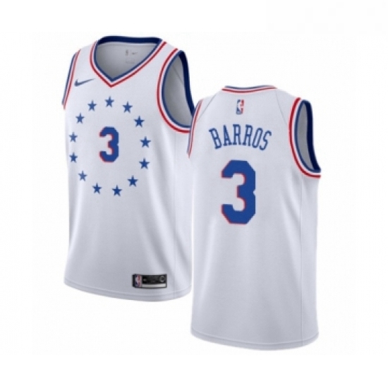 Womens Nike Philadelphia 76ers 3 Dana Barros White Swingman Jersey Earned Edition