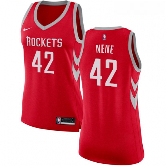 Womens Nike Houston Rockets 42 Nene Swingman Red Road NBA Jersey Icon Edition