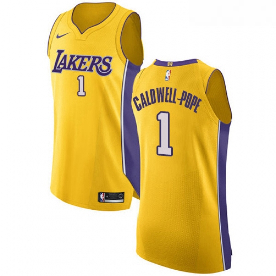 Womens Nike Los Angeles Lakers 1 Kentavious Caldwell Pope Authentic Gold Home NBA Jersey Icon Editio