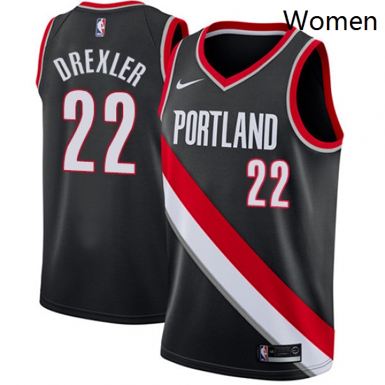 Womens Nike Portland Trail Blazers 22 Clyde Drexler Swingman Black Road NBA Jersey Icon Edition