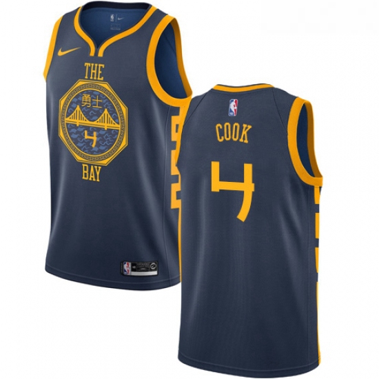 Womens Nike Golden State Warriors 4 Quinn Cook Swingman Navy Blue NBA Jersey City Edition