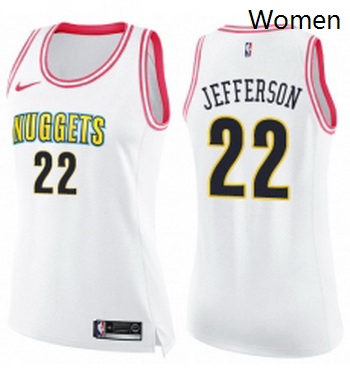 Womens Nike Denver Nuggets 22 Richard Jefferson Swingman WhitePink Fashion NBA Jersey