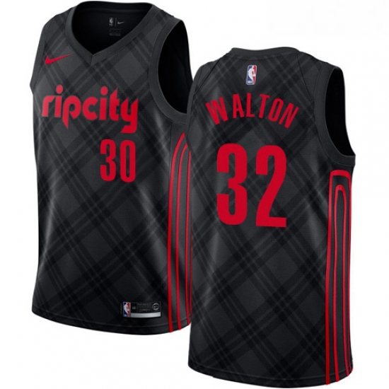 Womens Nike Portland Trail Blazers 32 Bill Walton Swingman Black NBA Jersey City Edition