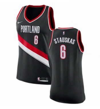 Womens Nike Portland Trail Blazers 6 Nik Stauskas Swingman Black NBA Jersey Icon Edition