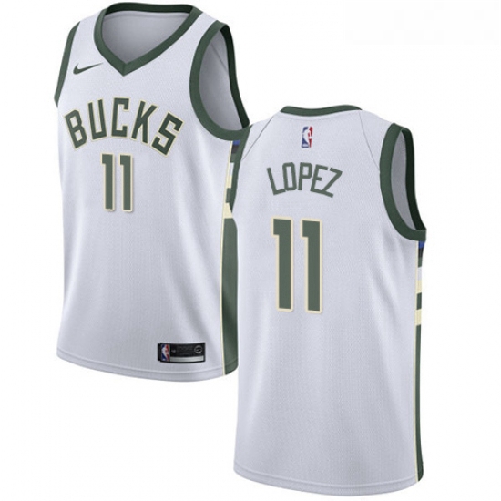 Womens Nike Milwaukee Bucks 11 Brook Lopez Swingman White NBA Jersey Association Edition