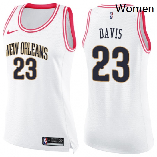 Womens Nike New Orleans Pelicans 23 Anthony Davis Swingman WhitePink Fashion NBA Jersey