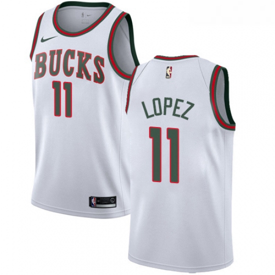 Womens Nike Milwaukee Bucks 11 Brook Lopez Swingman White Fashion Hardwood Classics NBA Jersey