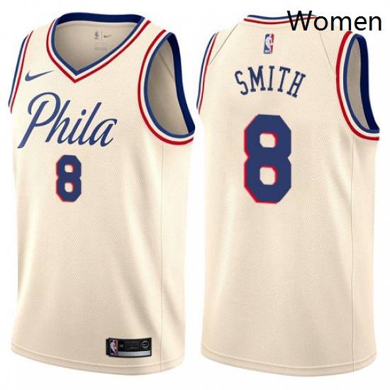 Womens Nike Philadelphia 76ers 8 Zhaire Smith Swingman Cream NBA Jersey City Edition