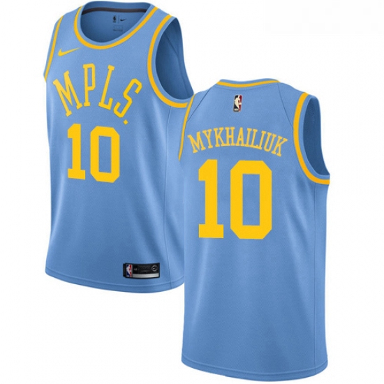 Womens Nike Los Angeles Lakers 10 Sviatoslav Mykhailiuk Swingman Blue Hardwood Classics NBA Jersey