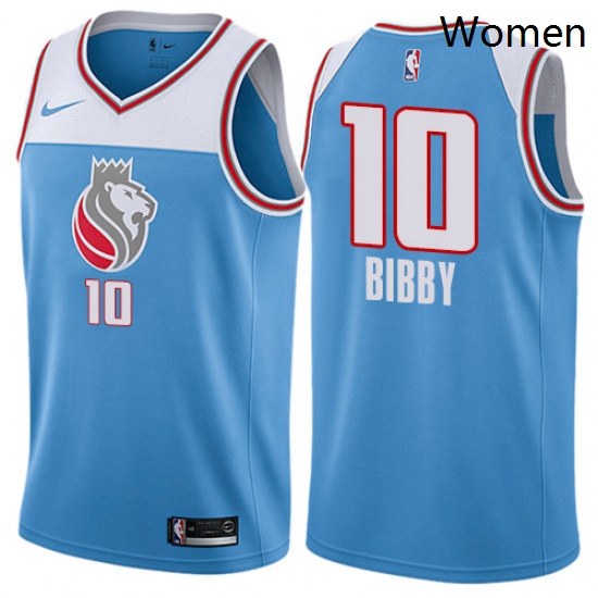 Womens Nike Sacramento Kings 10 Mike Bibby Swingman Blue NBA Jersey City Edition