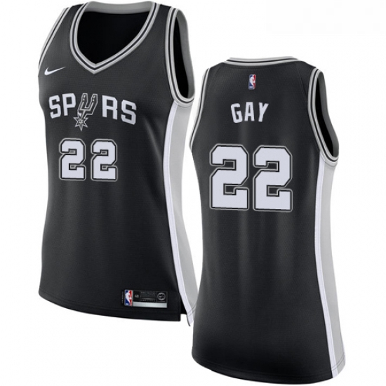 Womens Nike San Antonio Spurs 22 Rudy Gay Swingman Black Road NBA Jersey Icon Edition