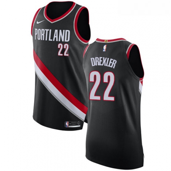 Womens Nike Portland Trail Blazers 22 Clyde Drexler Authentic Black Road NBA Jersey Icon Edition