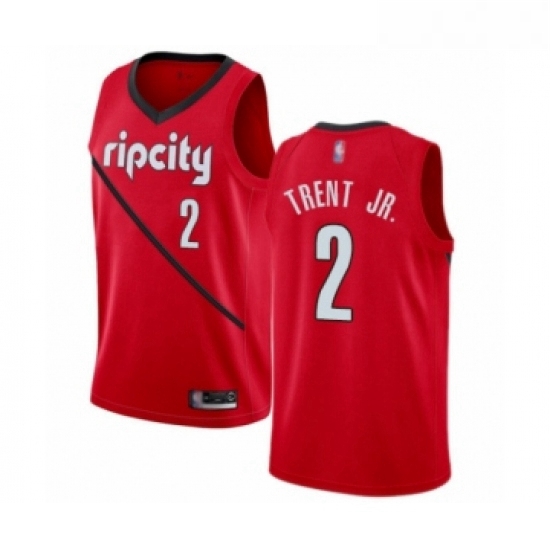 Womens Portland Trail Blazers 2 Gary Trent Jr Red Swingman Jersey Earned Edition