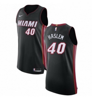 Womens Nike Miami Heat 40 Udonis Haslem Authentic Black Road NBA Jersey Icon Edition