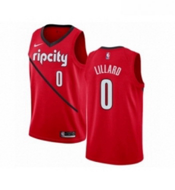 Womens Nike Portland Trail Blazers 0 Damian Lillard Red Swingman Jersey Earned Edition