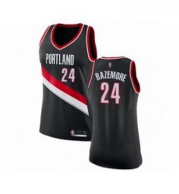 Womens Portland Trail Blazers 24 Kent Bazemore Swingman Black Basketball Jersey Icon Edition