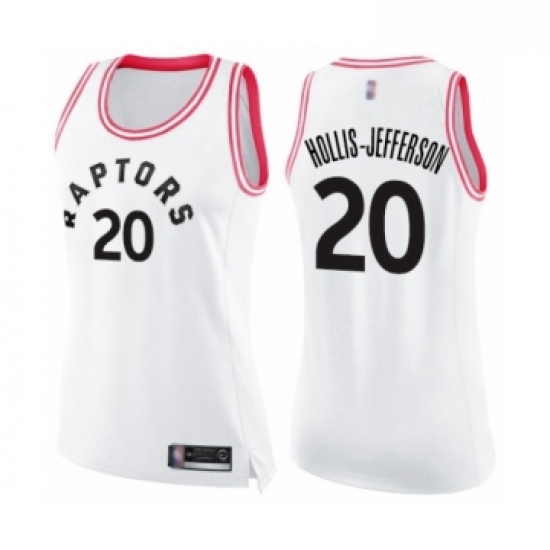 Womens Toronto Raptors 20 Rondae Hollis Jefferson Swingman White Pink Fashion Basketball Jersey