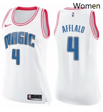 Womens Nike Orlando Magic 4 Arron Afflalo Swingman WhitePink Fashion NBA Jersey