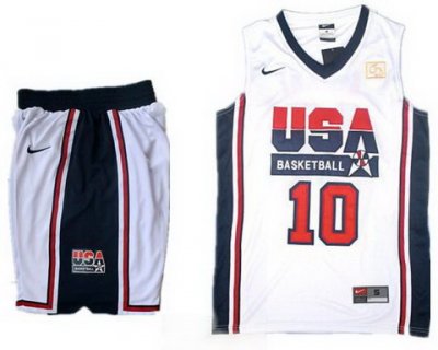 USA Basketball Retro 1992 Olympic Dream Team White Jersey & Shorts Suit #10 Kobe Bryant