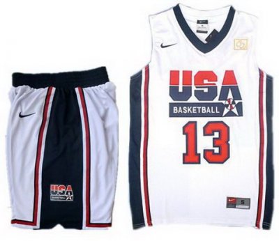 USA Basketball Retro 1992 Olympic Dream Team White Jersey & Shorts Suit #13 Chris Paul