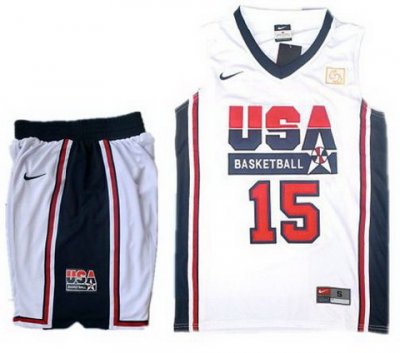 USA Basketball Retro 1992 Olympic Dream Team White Jersey & Shorts Suit #15 Carmelo Anthony