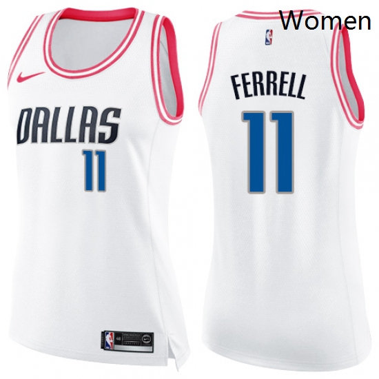 Womens Nike Dallas Mavericks 11 Yogi Ferrell Swingman WhitePink Fashion NBA Jersey