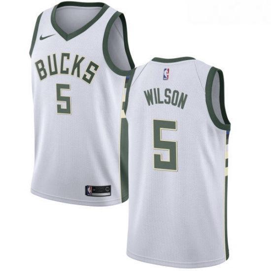 Womens Nike Milwaukee Bucks 5 D J Wilson Swingman White Home NBA Jersey Association Edition