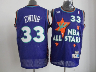 NBA New York Knicks #33 Patrick Ewing 95 All Star #33 Ewing Purple Jerseys