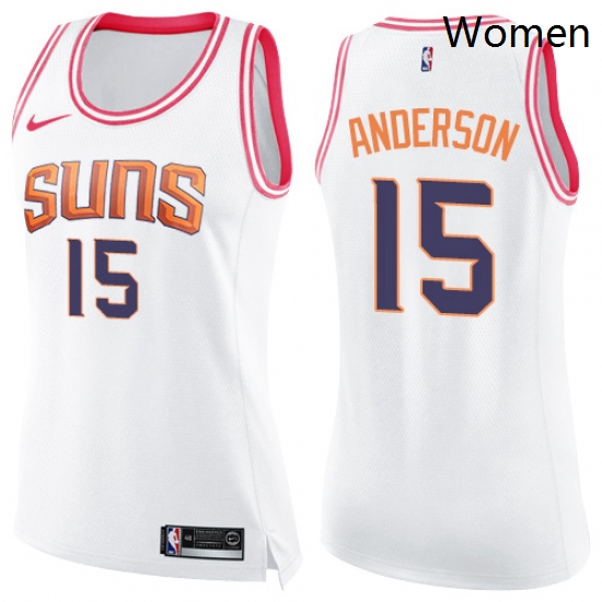 Womens Nike Phoenix Suns 15 Ryan Anderson Swingman White Pink Fashion NBA Jersey