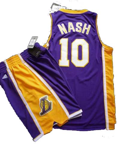 Los Angeles Lakers 10 Steve Nash Purple Revolution 30 Swingman NBA Jersey & Shorts Suit