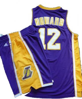 Los Angeles Lakers 12# Dwight Howard Purple Revolution 30 Swingman NBA Jersey & Shorts Suit