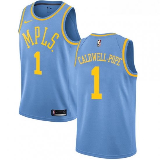 Womens Nike Los Angeles Lakers 1 Kentavious Caldwell Pope Authentic Blue Hardwood Classics NBA Jerse