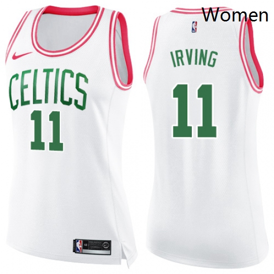 Womens Nike Boston Celtics 11 Kyrie Irving Swingman WhitePink Fashion NBA Jersey