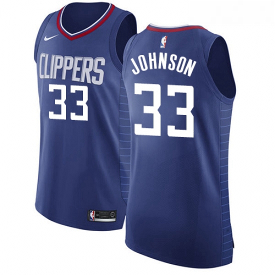 Womens Nike Los Angeles Clippers 33 Wesley Johnson Authentic Blue Road NBA Jersey Icon Edition