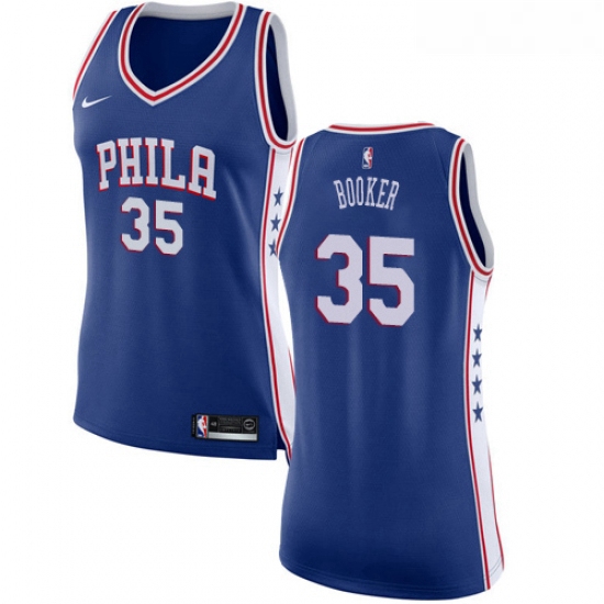 Womens Nike Philadelphia 76ers 35 Trevor Booker Swingman Blue NBA Jersey Icon Edition