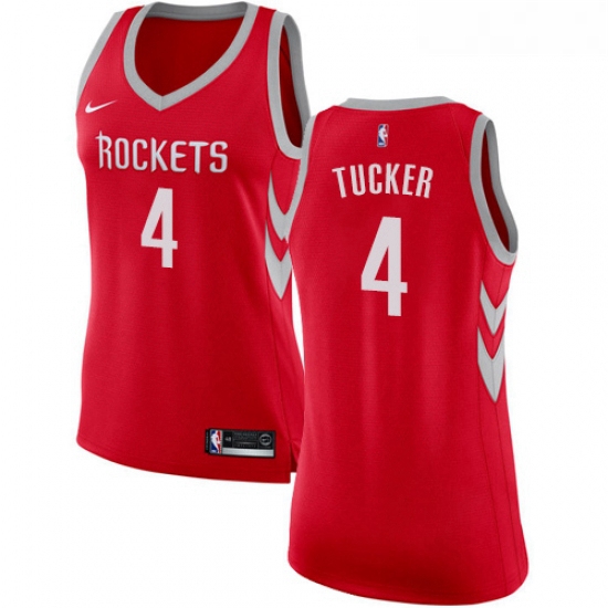 Womens Nike Houston Rockets 4 PJ Tucker Authentic Red Road NBA Jersey Icon Edition