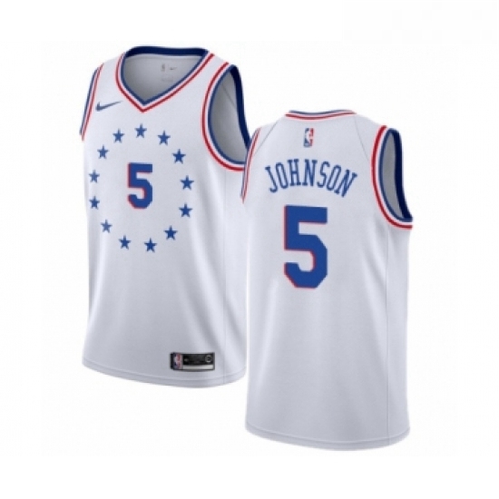 Womens Nike Philadelphia 76ers 5 Amir Johnson White Swingman Jersey Earned Edition