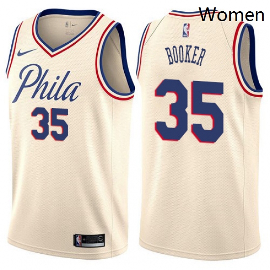 Womens Nike Philadelphia 76ers 35 Trevor Booker Swingman Cream N