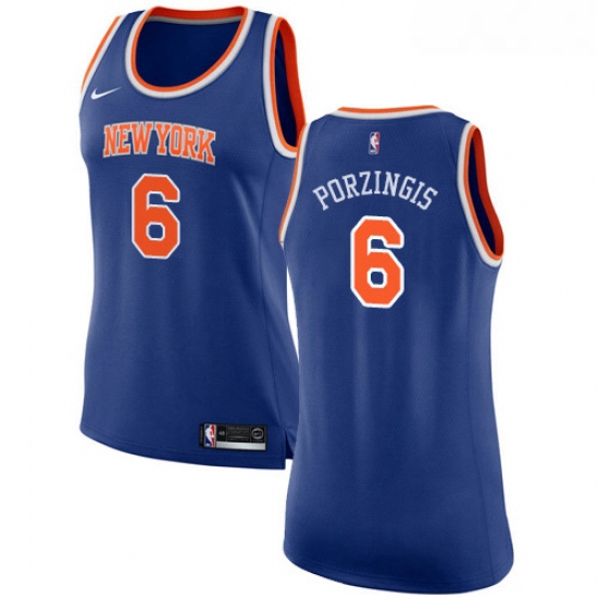 Womens Nike New York Knicks 6 Kristaps Porzingis Swingman Royal Blue NBA Jersey Icon Edition