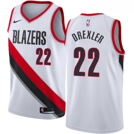 Womens Nike Portland Trail Blazers 22 Clyde Drexler Authentic White Home NBA Jersey Association Edit